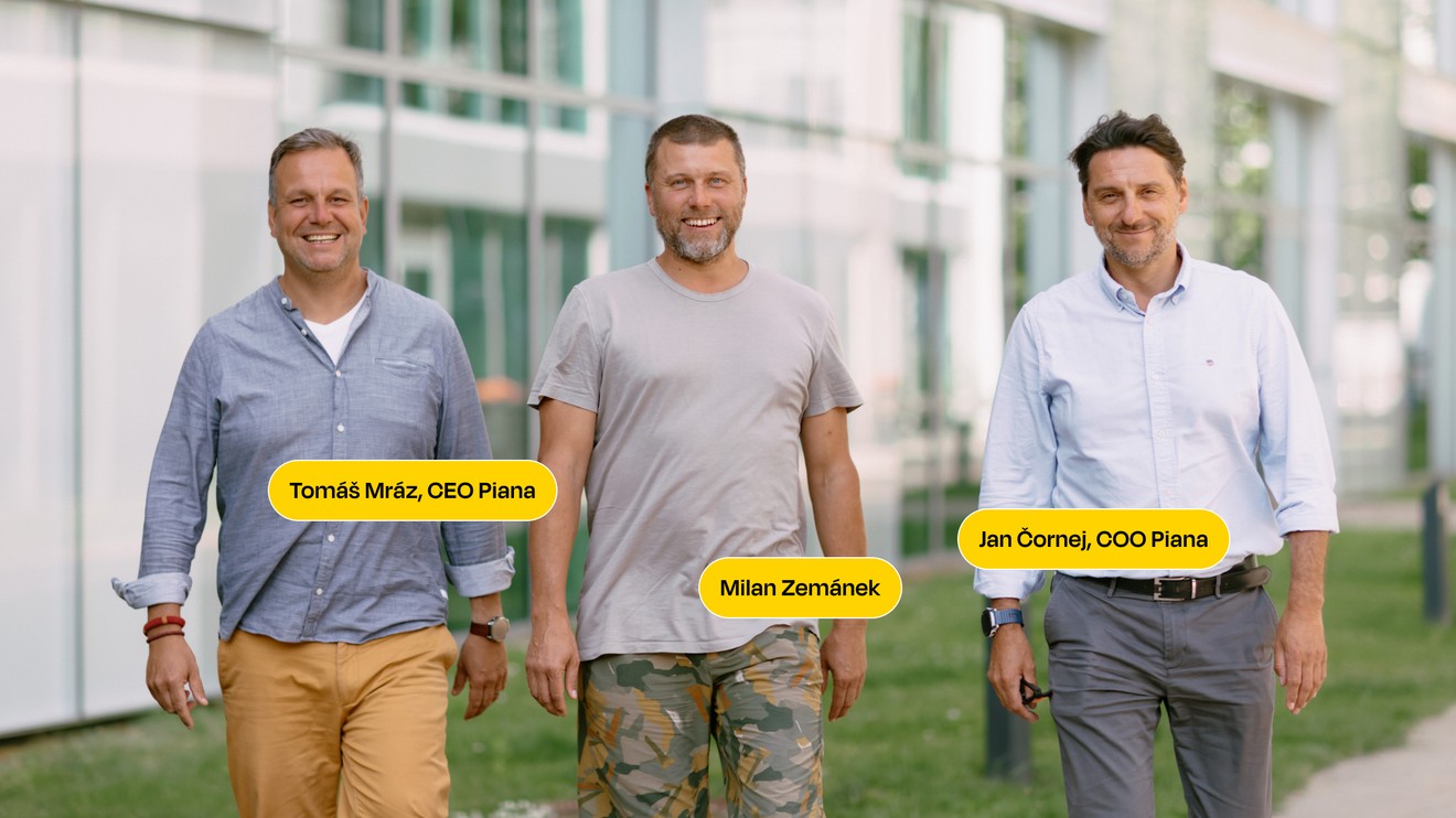 Zleva Tomáš Mráz, CEO Piana, Milan Zemánek, Miton, Jan Čornej, COO Piana