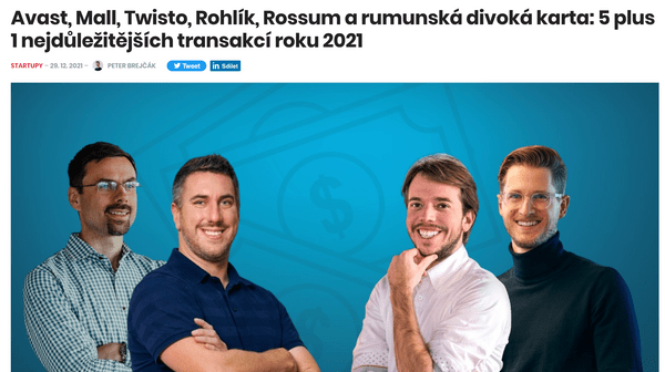 Czechcrunch 5 top transakcí 2021
