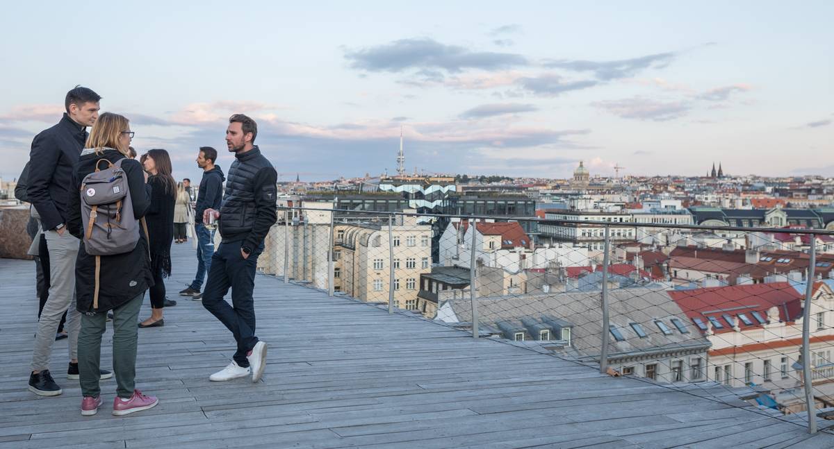 Miton founders dinner on the roof of WeWork